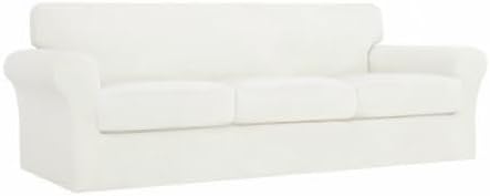 Easy-Going 4 Pieces Stretch Couch Cover Oversized Sofa Cover for Dogs Washable Sofa Slipcover for 3 Separate Cushion Couch Spandex Elastic Furniture Protector for Pets, Kids (Ivory, Oversized Sofa) - Image 8
