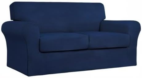 Easy-Going 3 Pieces Stretch Couch Cover Sofa Cover for Dogs Washable Sofa Slipcover for 2 Separate Cushion Couch Spandex Jacquard Fabric Elastic Furniture Protector for Pets, Kids (Navy, Loveseat) - Image 8