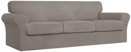 Easy-Going 4 Pieces Stretch Couch Cover Oversized Sofa Cover for Dogs Washable Sofa Slipcover for 3 Separate Cushion Couch Spandex Elastic Furniture Protector for Pets, Kids (Taupe, Oversized Sofa) - Image 8