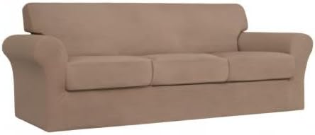 Easy-Going 4 Pieces Stretch Couch Cover Sofa Cover for Dogs Washable Sofa Slipcover for 3 Separate Cushion Couch Spandex Jacquard Fabric Elastic Furniture Protector for Pets, Kids (Camel, Sofa) - Image 8