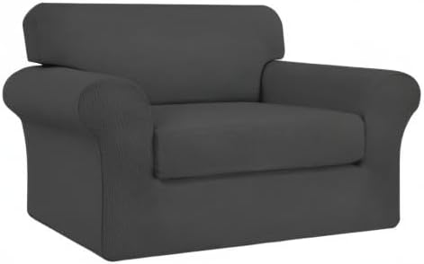Easy-Going 2 Pieces Stretch Oversized Chair Couch Cover Sofa Cover for Dogs Sofa Slipcover for Separate Cushion Couch Jacquard Fabric Elastic Furniture Protector for Pets (Dark Gray, Oversized Chair) - Image 9