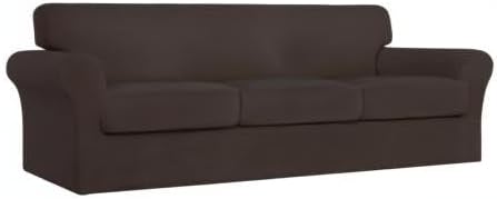 Easy-Going 4 Pieces Stretch Couch Cover Oversized Sofa Cover for Dogs Washable Sofa Slipcover for 3 Separate Cushion Couch Spandex Elastic Furniture Protector for Pets, Kid(Chocolate, Oversized Sofa) - Image 8