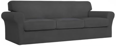 Easy-Going Couch Cover, Stretch Sofa Cover with 3 Cushion Covers, Washable Spandex Jacquard Fabric, Elastic Furniture Protector for Pets, Kid (X-Large, Dark Gray) - Image 8