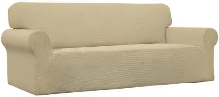Easy-Going Stretch Couch Covers for Sofa Washable Large Beige | 1-Piece Sofa Covers for 3 Cushion Couch Furniture Protector Couch Slipcover Soft with Bottom for Kids Pets - Image 9