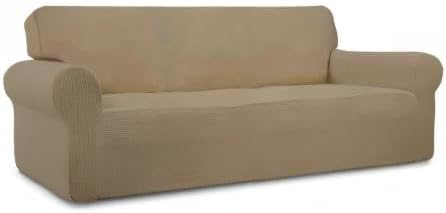 Easy-Going Stretch Oversized Sofa Couch Slipcover Washable Tan | 1-Piece Extra large Sofa Cover Furniture Protector Couch Soft with Bottom for Kids, Polyester Spandex Jacquard - Image 8