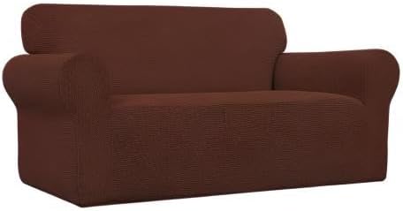Easy-Going Stretch Oversized Loveseat Couch Covers Washable Coffee | 1-Piece Large Loveseat Cover for 2 Cushion Couch Furniture Protector RV Sofa Slipcover Soft with Bottom for Kids Pets - Image 8