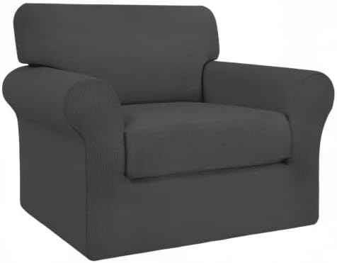 Easy-Going 2 Pieces Stretch Couch Cover Sofa Cover for Dogs Washable Sofa Slipcover for Separate Cushion Couch Spandex Jacquard Fabric Elastic Furniture Protector for Pets, Kids (Dark Gray, Chair) - Image 8