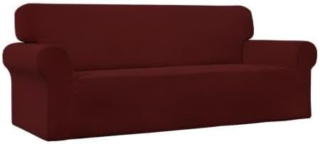 Easy-Going Stretch Couch Covers for Sofa Washable Large Wine | 1-Piece Sofa Covers for 3 Cushion Couch Furniture Protector Couch Slipcover Soft with Bottom for Kids Pets - Image 9