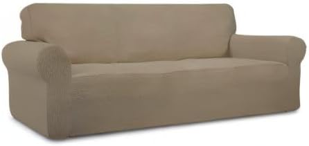 Easy-Going Stretch Oversized Sofa Couch Slipcover Washable Natural | 1-Piece Extra large Sofa Cover Furniture Protector Couch Soft with Bottom for Kids, Polyester Spandex Jacquard - Image 8