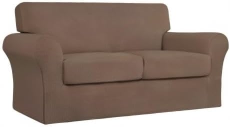 Easy-Going 3 Pieces Stretch Couch Cover Sofa Cover for Dogs Washable Sofa Slipcover for 2 Separate Cushion Couch Spandex Jacquard Fabric Elastic Furniture Protector for Pets, Kids (Brown, Loveseat) - Image 8