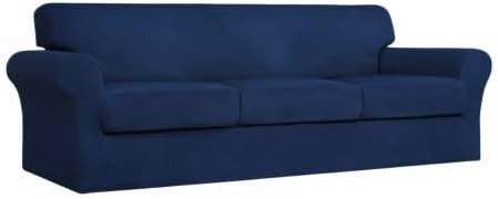 Easy-Going 4 Pieces Stretch Couch Cover Oversized Sofa Cover for Dogs Washable Sofa Slipcover for 3 Separate Cushion Couch Spandex Elastic Furniture Protector for Pets, Kids (Navy, Oversized Sofa) - Image 8