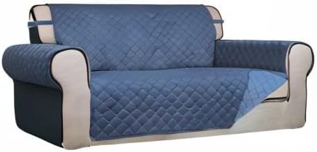 PureFit Reversible Quilted Couch Covers for Dogs Loveseat Sofa Cover 54" | Dark Blue/Light Blue, Water Resistant Couch Protector, Washable Pet Couch Cover with Non Slip and Elastic Straps For Kids - Image 8
