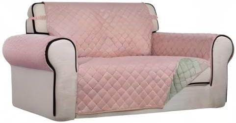 PureFit Reversible Quilted Couch Covers for Dogs Loveseat Sofa Cover 46.5” | Pink/Beige, Water Resistant Couch Protector, Washable Pet Couch Cover with Non Slip and Elastic Straps For Kids - Image 8