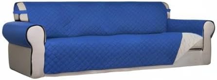PureFit Reversible Quilted Couch Covers for Dogs Sofa Cover 4 Seater 88" | Classic Blue/Ivory, Water Resistant Couch Protector, Washable Pet Couch Cover with Non Slip and Elastic Straps For Kids - Image 8