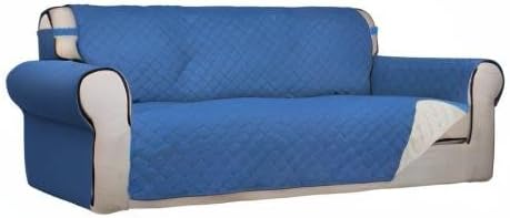 PureFit Reversible Quilted Sofa Cover, Water Resistant Slipcover Furniture Protector, Washable Couch Cover with Non Slip Foam and Elastic Straps for Kids, Dogs, Pets (X Large, Blue/Ivory) | Blue/Ivory, Water Resistant Couch Protector, Washable Pet Couc... - Image 8