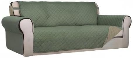PureFit Reversible Quilted Sofa Cover Dog Couch Covers for Sofa, 66 in | Greyish Green/Beige, Water Resistant Couch Protector, Washable Pet Couch Cover with Non Slip and Elastic Straps For Kids - Image 8