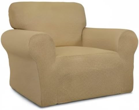 Easy-Going Stretch Chair Slipcover with Arm Washable Golden | 1-Piece Couch Sofa Cover Furniture Protector for Living Room Soft with Bottom For Kids, Pet. Spandex Jacquard - Image 9