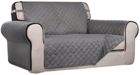PureFit Reversible Quilted Sofa Cover, Water Resistant Medium Slipcover Furniture Protector, Washable Couch Cover with Non Slip Foam and Elastic Straps for Kids, Dogs, Pets (Loveseat, Gray/Gray) | Gray/Gray, Water Resistant Couch Protector, Washable Pe... - Image 8