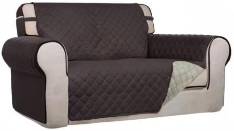 PureFit Reversible Quilted Sofa Cover, Water Resistant Medium Slipcover Furniture Protector, Washable Couch Cover with Non Slip Foam and Elastic Straps for Kids, Dogs, Pets (Loveseat, Chocolate/Beige) | Chocolate/Beige, Water Resistant Couch Protector,... - Image 8