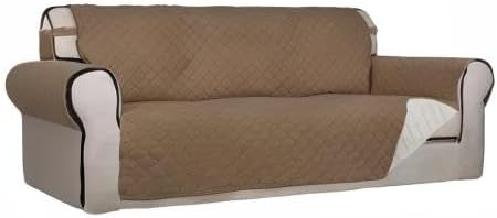 PureFit Reversible Quilted Sofa Cover Dog Couch Covers for Sofa, 66 in | Camel/Ivory, Water Resistant Couch Protector, Washable Pet Couch Cover with Non Slip and Elastic Straps For Kids - Image 8