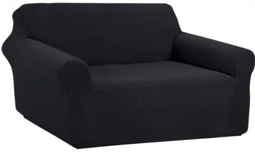 U-NICE HOME Loveseat Cover Stretch Couch Cover Sofa Slipcover, Black | 2 Cushion Sofa, 1-Piece Sofa cover, Washable, Pet friendly, Furniture protector, Polyester Spandex Jacquard fabric - Image 8