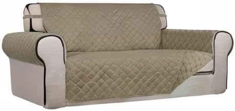 PureFit Reversible Quilted Couch Covers for Dogs Loveseat Sofa Cover 54" | Beige/Beige, Water Resistant Couch Protector, Washable Pet Couch Cover with Non Slip and Elastic Straps For Kids - Image 8