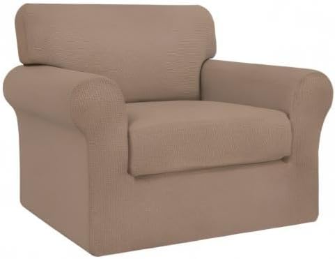 Easy-Going 2 Pieces Stretch Couch Cover Sofa Cover for Dogs Washable Sofa Slipcover for Separate Cushion Couch Spandex Jacquard Fabric Elastic Furniture Protector for Pets, Kids (Camel, Chair) - Image 8