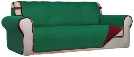 PureFit Reversible Quilted Sofa Cover Dog Couch Covers for Sofa, 66 in | Green/Red, Water Resistant Couch Protector, Washable Pet Couch Cover with Non Slip and Elastic Straps For Kids - Image 8