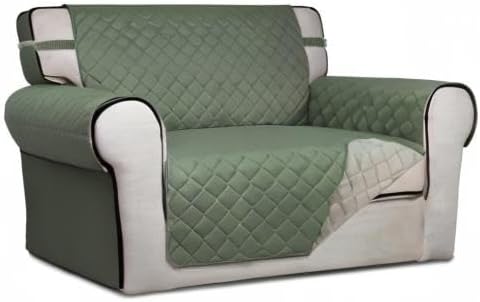 PureFit Reversible Quilted Sofa Cover Dog Couch Covers for Sofa, 28 in | Greyish Green/Beige, Water Resistant Couch Protector, Washable Pet Couch Cover with Non Slip and Elastic Straps For Kids - Image 8