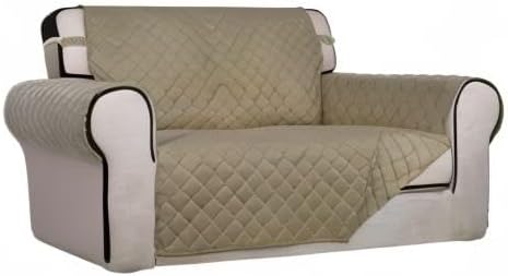 PureFit Reversible Quilted Sofa Cover, Water Resistant Medium Slipcover Furniture Protector, Washable Couch Cover with Non Slip Foam and Elastic Straps for Kids, Dogs, Pets (Loveseat, Beige/Beige) | Beige/Beige, Water Resistant Couch Protector, Washabl... - Image 8