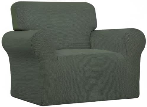 Easy-Going Stretch Chair Slipcover with Arm Washable Olive Green | 1-Piece Couch Sofa Cover Furniture Protector for Living Room Soft with Bottom For Kids, Pet. Spandex Jacquard - Image 8