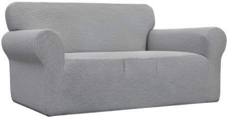 Easy-Going Stretch Oversized Loveseat Couch Covers Washable Light Gray | 1-Piece Large Loveseat Cover for 2 Cushion Couch Furniture Protector RV Sofa Slipcover Soft with Bottom for Kids Pets - Image 8