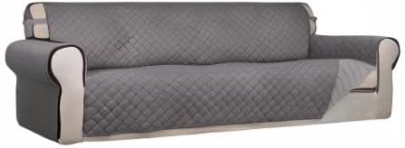 PureFit Reversible Quilted Couch Covers for Dogs Sofa Cover 4 Seater 88" | Gray/Light Gray, Water Resistant Couch Protector, Washable Pet Couch Cover with Non Slip and Elastic Straps For Kids - Image 8
