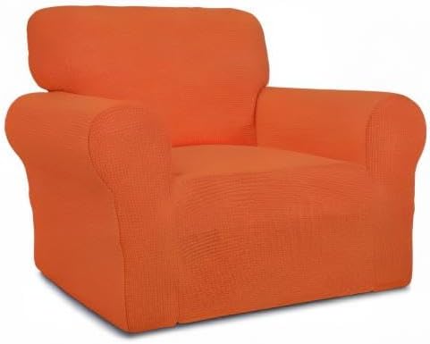 Easy-Going Stretch Chair Slipcover with Arm Washable Orange | 1-Piece Couch Sofa Cover Furniture Protector for Living Room Soft with Bottom For Kids, Pet. Spandex Jacquard - Image 8