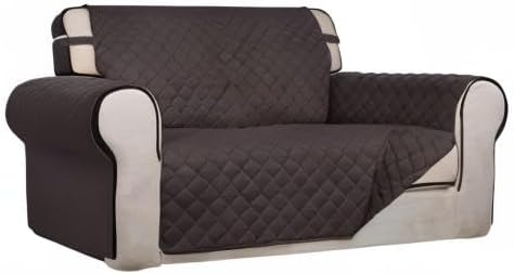 PureFit Reversible Quilted Sofa Cover, Water Resistant Medium Slipcover Furniture Protector, Washable Couch Cover with Non Slip Foam and Elastic Straps for Kids, Pets (Loveseat, Chocolate/Chocolate) | Chocolate/Chocolate, Water Resistant Couch Protecto... - Image 8