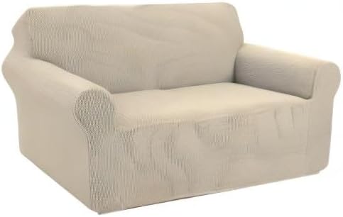 U-NICE HOME Loveseat Cover Stretch Couch Cover Sofa Slipcover, Beige | 2 Cushion Sofa, 1-Piece Sofa cover, Washable, Pet friendly, Furniture protector, Polyester Spandex Jacquard fabric - Image 8