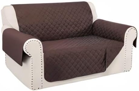 Reversible 45" Small Loveseat Sofa Covers, Chocolate | Loveseat Covers for Dogs Water Repellent, Friendly Furniture Protector with Elastic Straps for Living Room - Image 8