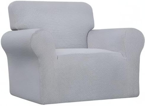 Easy-Going Stretch Chair Slipcover with Arm Washable Silver Gray | 1-Piece Couch Sofa Cover Furniture Protector for Living Room Soft with Bottom For Kids, Pet. Spandex Jacquard - Image 7