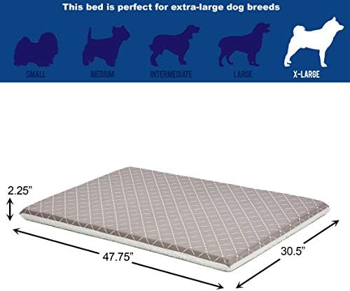MidWest Homes for Pets Quiet Time Couture Paxton Pet Bed in Mushroom/Fleece with Pillow Cover, Mushroom, 48" (40748-MRD) - Image 2