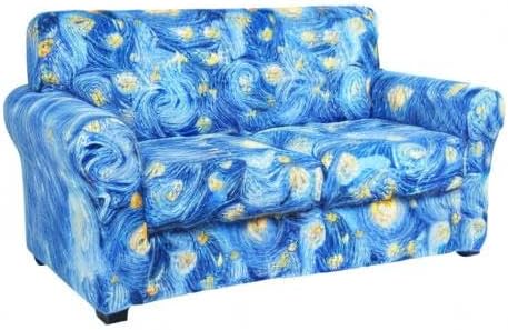hyha Stretch Couch Cover, Sofa Covers for 2 Separate Cushion Couch Washable | Loveseat Cover, Floral Pattern, Printed, 3 Pieces, 2 Seater Furniture Protector with Elastic Bottom for Dogs, Pet Friendly - Image 9
