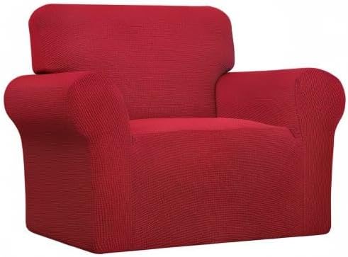 Easy-Going Stretch Chair Slipcover with Arm Washable Christmas Red | 1-Piece Couch Sofa Cover Furniture Protector for Living Room Soft with Bottom For Kids, Pet. Spandex Jacquard - Image 7