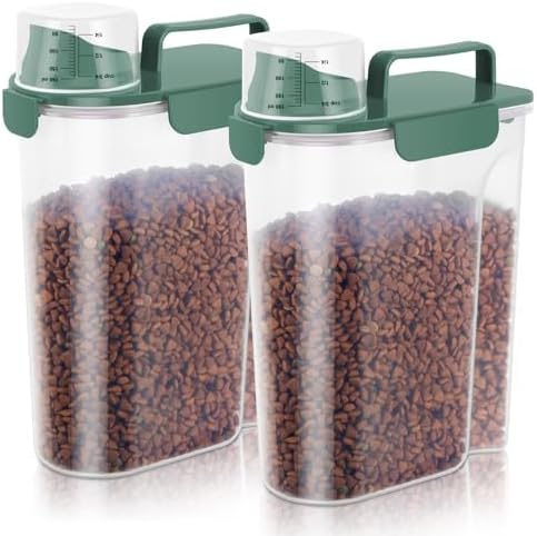 LEAWALK 5-7lbs Cat Dog Storage Container Portable with Upgraded Large Spout and Cup, Plastic Pet Food Dispenser BPA-Free for Small Animal Kibble, Bird Seed, Oatmeal, Rice, Flour-2Pack Royal Green - Image 8
