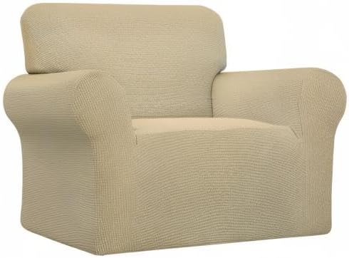 Easy-Going Stretch Chair Slipcover with Arm Washable Beige | 1-Piece Couch Sofa Cover Furniture Protector for Living Room Soft with Bottom For Kids, Pet. Spandex Jacquard - Image 7