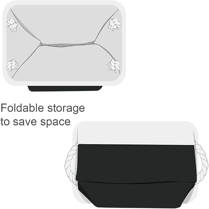 TheWarmHome Storage Basket for Organizing - 3 Pack 13.8x9.8x6.7 inch Medium Collapsible Storage Bin for Shelves with Handles Organizer Closet Cubes Cloth Gift Toy (White & Black) - Image 8