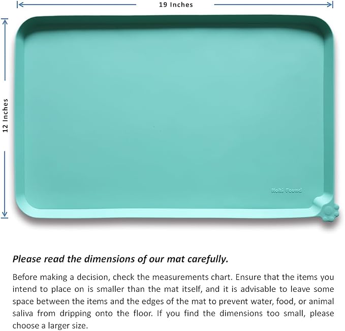 Hoki Found Silicone Pet Food Mats - Non Slip Cat & Dog Bowl Placemats - Waterproof Pet Feeding Mats - Cool Mint - Image 5