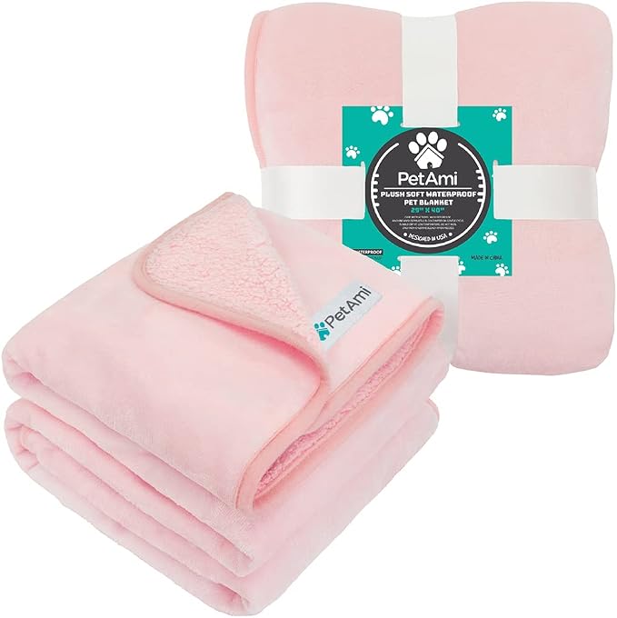 PetAmi Premium Waterproof Dog Blanket for Small Medium Dogs, Reversible Sherpa & Flannel Fleece, Leakproof Pet Throw for Couch Protection, Soft Plush Furniture Protector for Cats, Washable, 29x40 Pink - Image 8