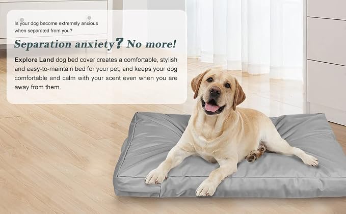 Explore Land Waterproof Dog Bed Cover Canvas Washable Dog Crate Pad Replacement Cover for 30 Inch Crate, 29Lx18Wx3.5H inch, Gray - Image 7