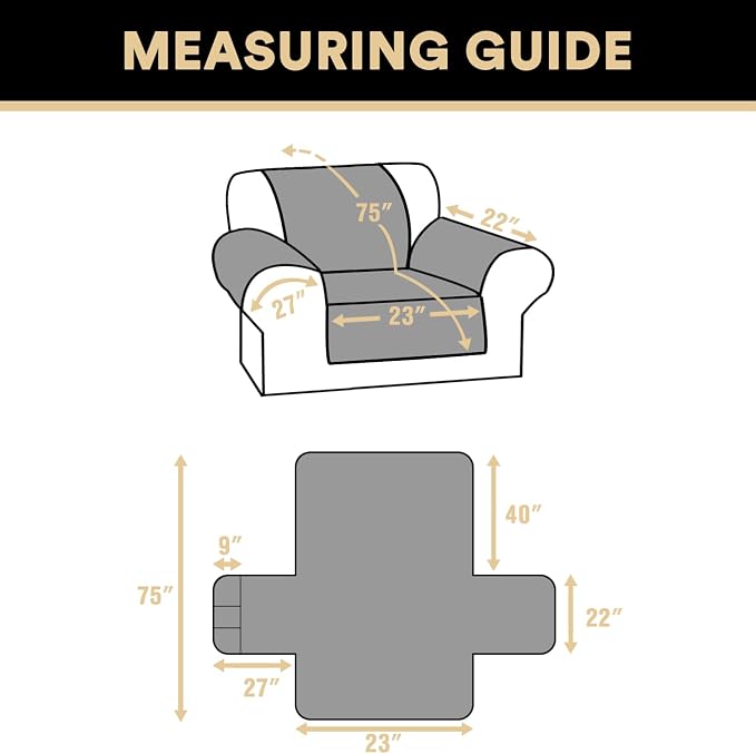 PrinceDeco 100% Waterproof Chair Sofa Slipcover for Living Room Water Resistant Couch Cover Furniture Protector Cover with Elastic Straps for Pets Kids Children Dog Cat(Chair 23", Smoke Blue) - Image 6