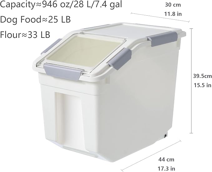 LISM 2 Pack Dog Food Storage Container with Scoop,Large Airtight Pet Dog Food Bin,Container for Dog Treats Rice,Dog Cat Dry Food Bin,Baking Supplies,Flour,Rice,Kitchen Pantry Cereal(25 LB) - Image 6
