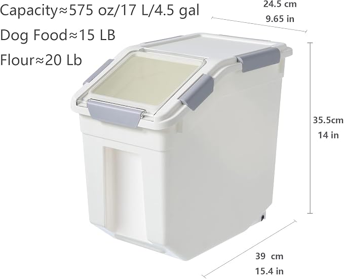 LISM 2 Pack Dog Food Storage Container with Scoop,Large Airtight Pet Dog Food Bin,Container for Dog Treats Rice,Dog Cat Dry Food Bin,Baking Supplies,Flour,Rice,Kitchen Pantry Cereal(15 LB) - Image 6